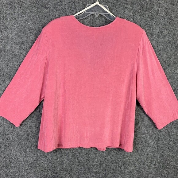 Dress Barn Stretchy Cardigan Woman 20W One Button Pink Shoulder Pads Vintage - Picture 7 of 9